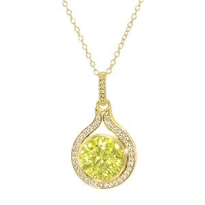 18k Gold over Silver Lemon & CZ Pendant with chain